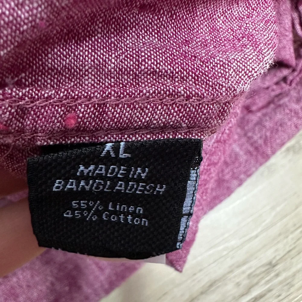 Marc Anthony Heather Pink Linen Blend Button Down Shirt Size XL - Picture 9 of 10